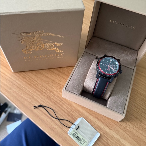 BRAND NEW BURBERRY THE CITY CHRONOGRAPH Black and Red Watch BU9803 - Picture 1 of 5